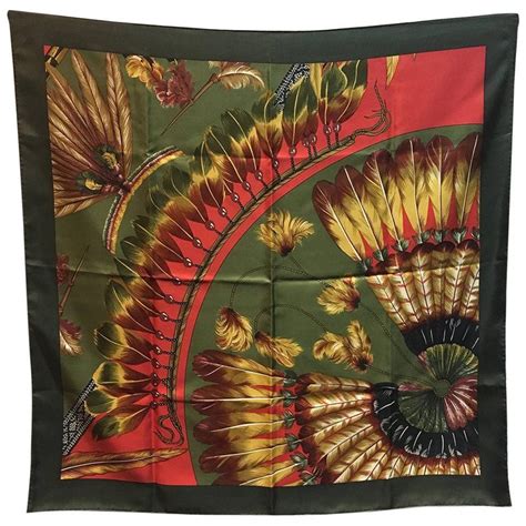 Hermes Vintage Brazil II Silk Scarf in Green c1980s 